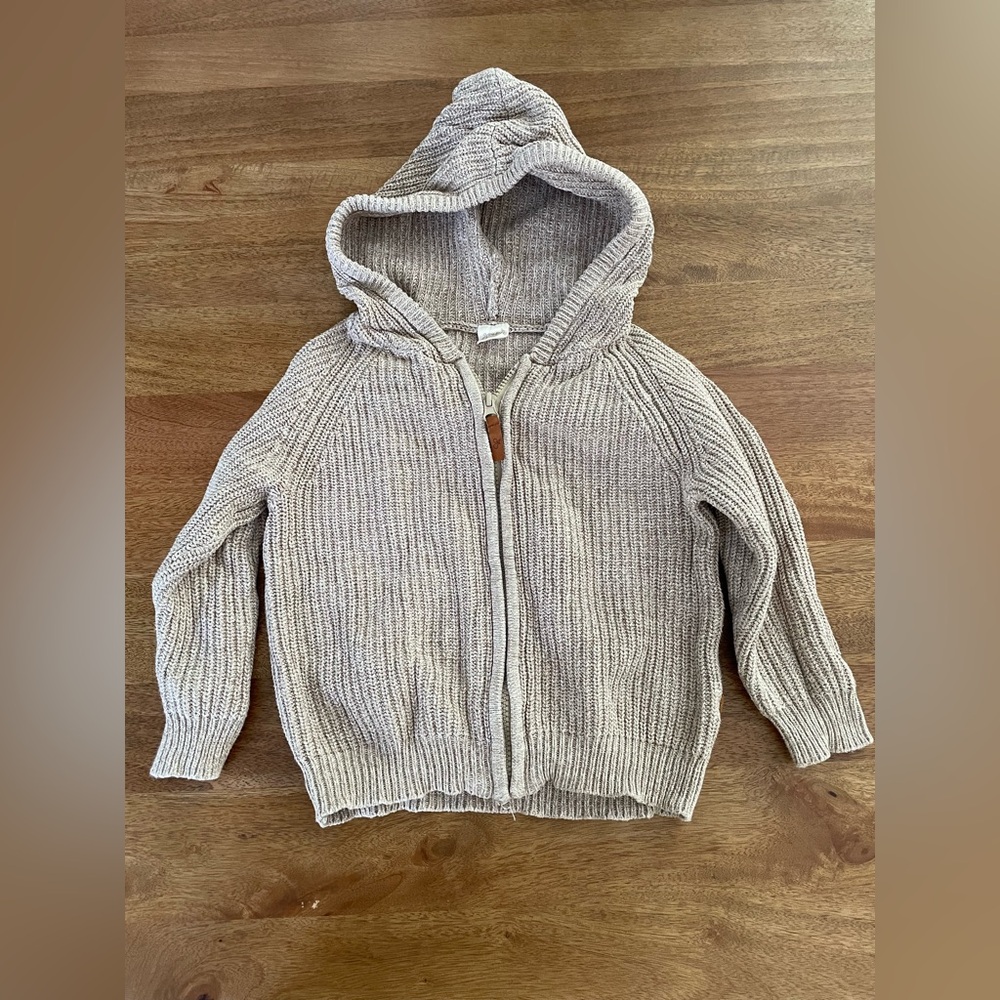 Goumi Kids zip hoodie, brown marle, 2T